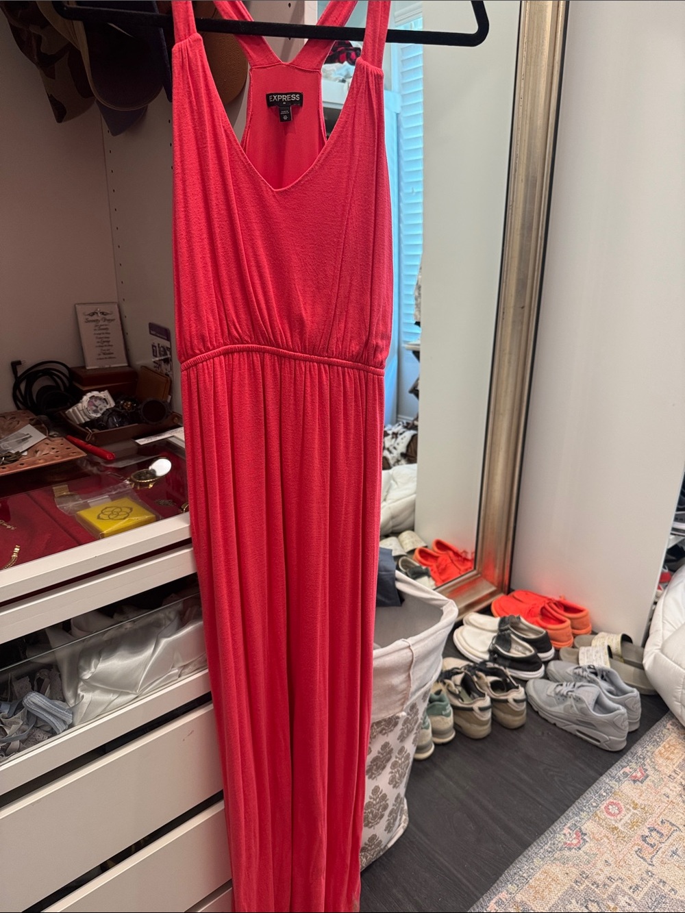 Express Coral Pink Sleeveless V-Neck Jumpsuit